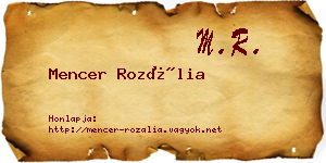 Mencer Rozália névjegykártya